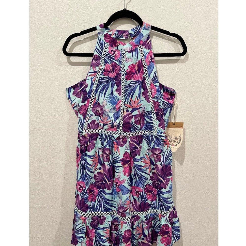 SUNDAY MI AMOR Open Back Floral Mini Dress
